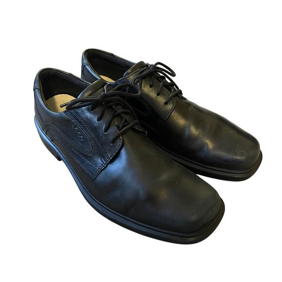 ECCO Men's 10.5 Helsinki Classic Leather Dress Shoes Lace Up Oxfords Black EUC! - Picture 5 of 8